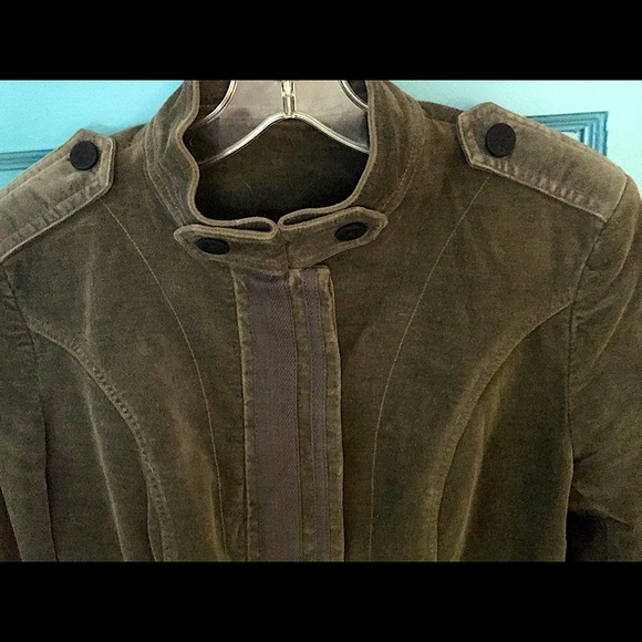 Zara Moss/Olive Green Velvet Cropped Jacket - Picture 1 of 11